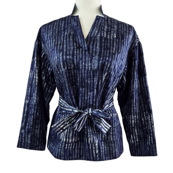 Banana Republic Piece & Co. Silk Blend Batik Abstract Belted Blazer Art to Wear - Picture 1 of 10